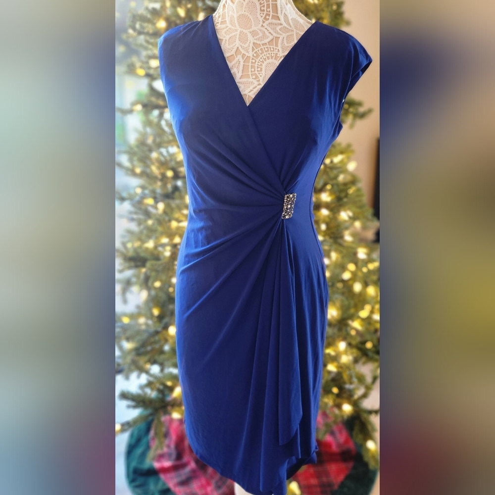 Elegant Blue Dress with Embellished Detail